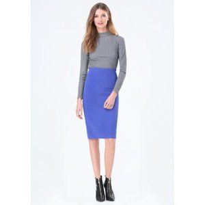 BEBE RIBBED KNIT MIDI PENCIL SKIRT SIZE S